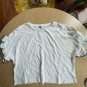 Zara White Ruffle Sleeve Top Size M